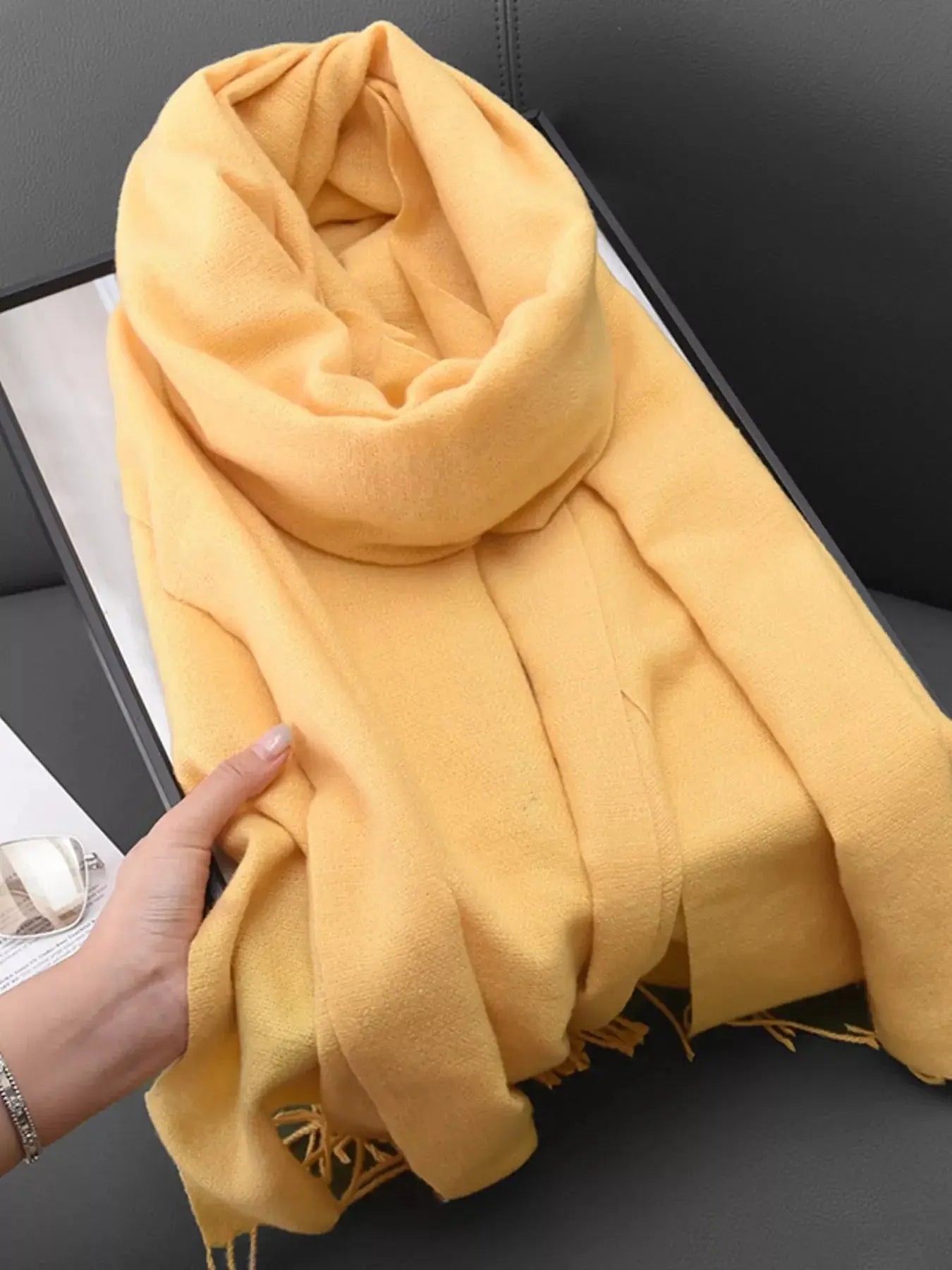 Solid Color Fringe Scarf Simply Love