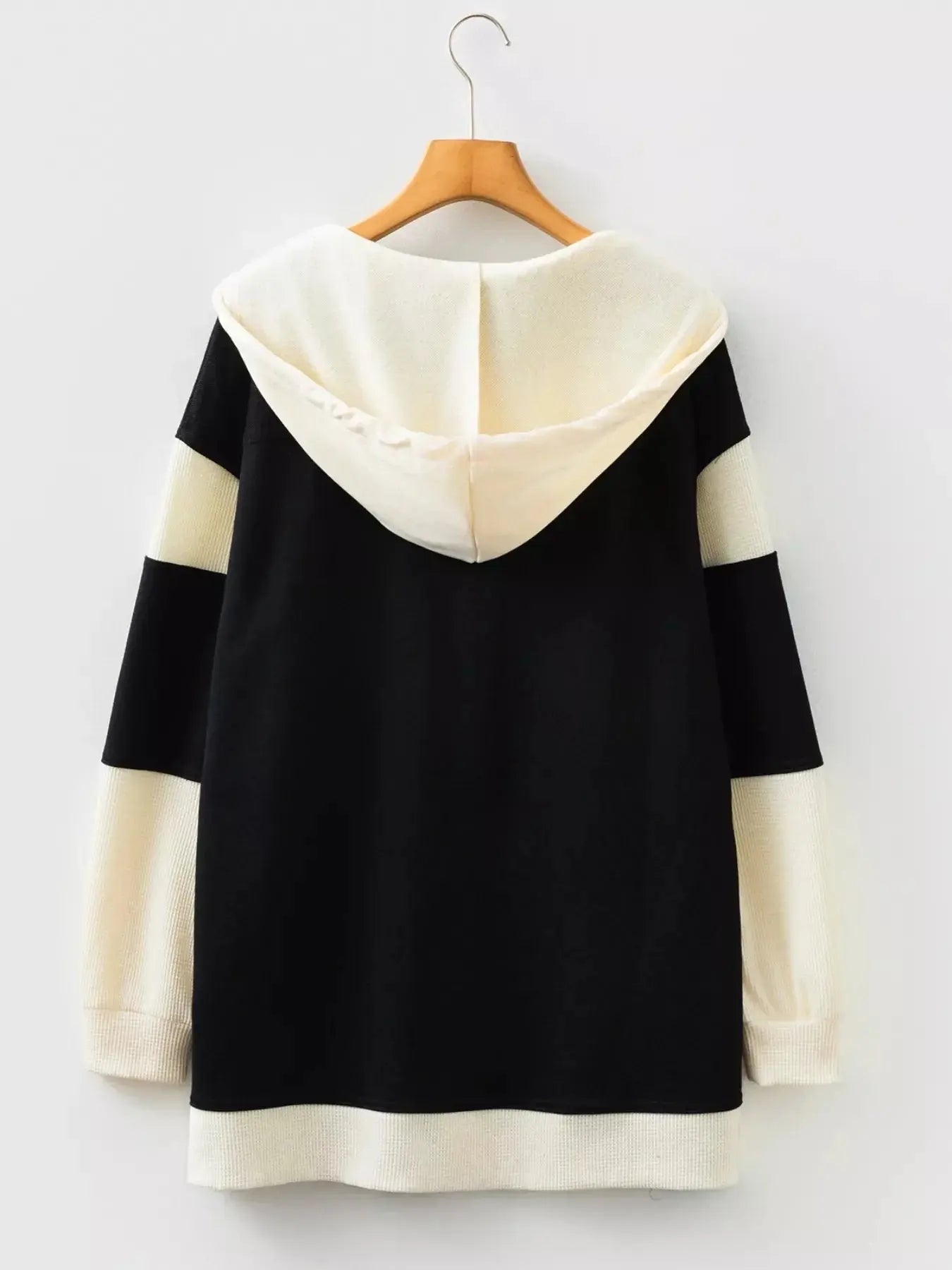 Button-Down Color Block Hoodie Simply Love