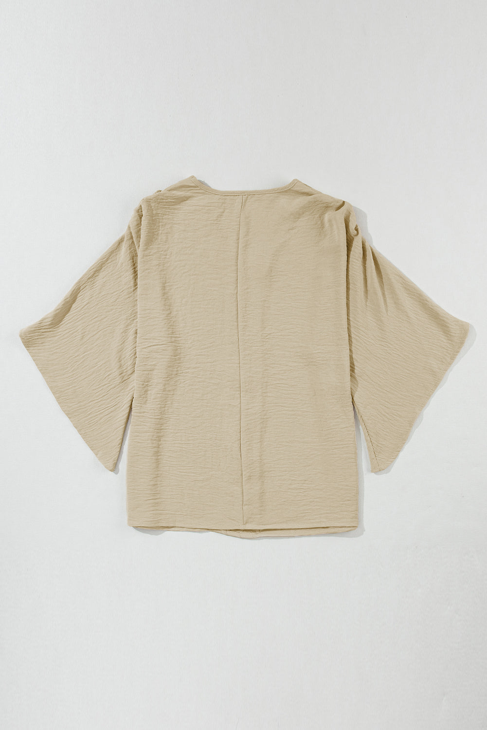 Parchment V neck crinkled blouse with wide sleeves