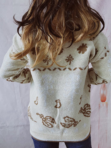 HAPPY Round Neck Long Sleeve Sweater.