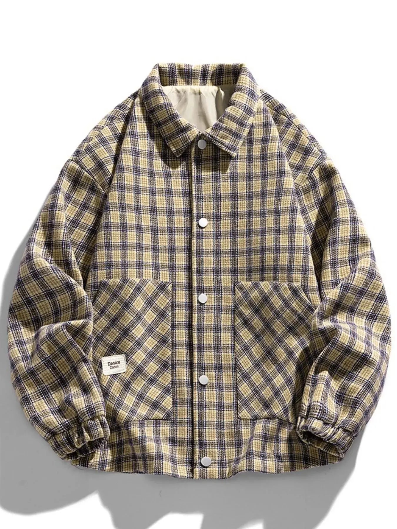 Men's Plus Size Casual Plaid Button-Up Jacket Simply Love