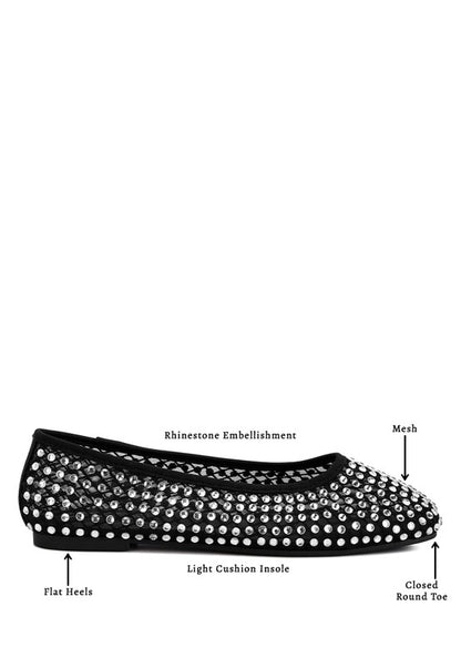 Rhinestone mesh ballerinas for chic comfort