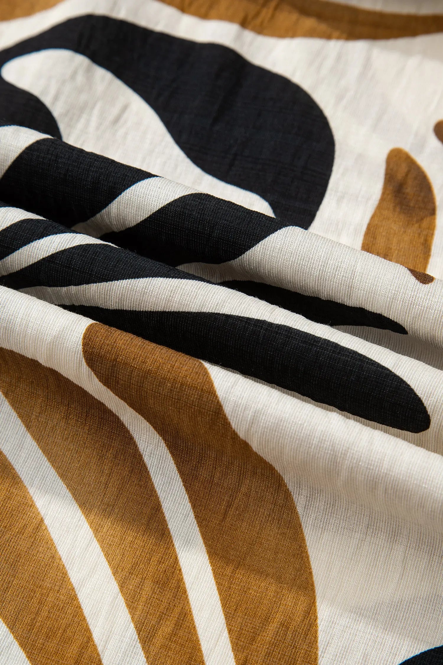 Brown Tropical Print Dress With Contrast Trim Neck Long Sleeve Ruffle Hem Dear-Lover Dropshipping