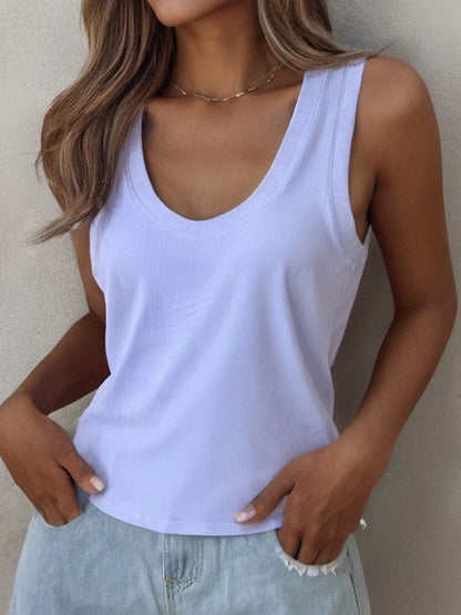 Solid Scoop Neck Tank.