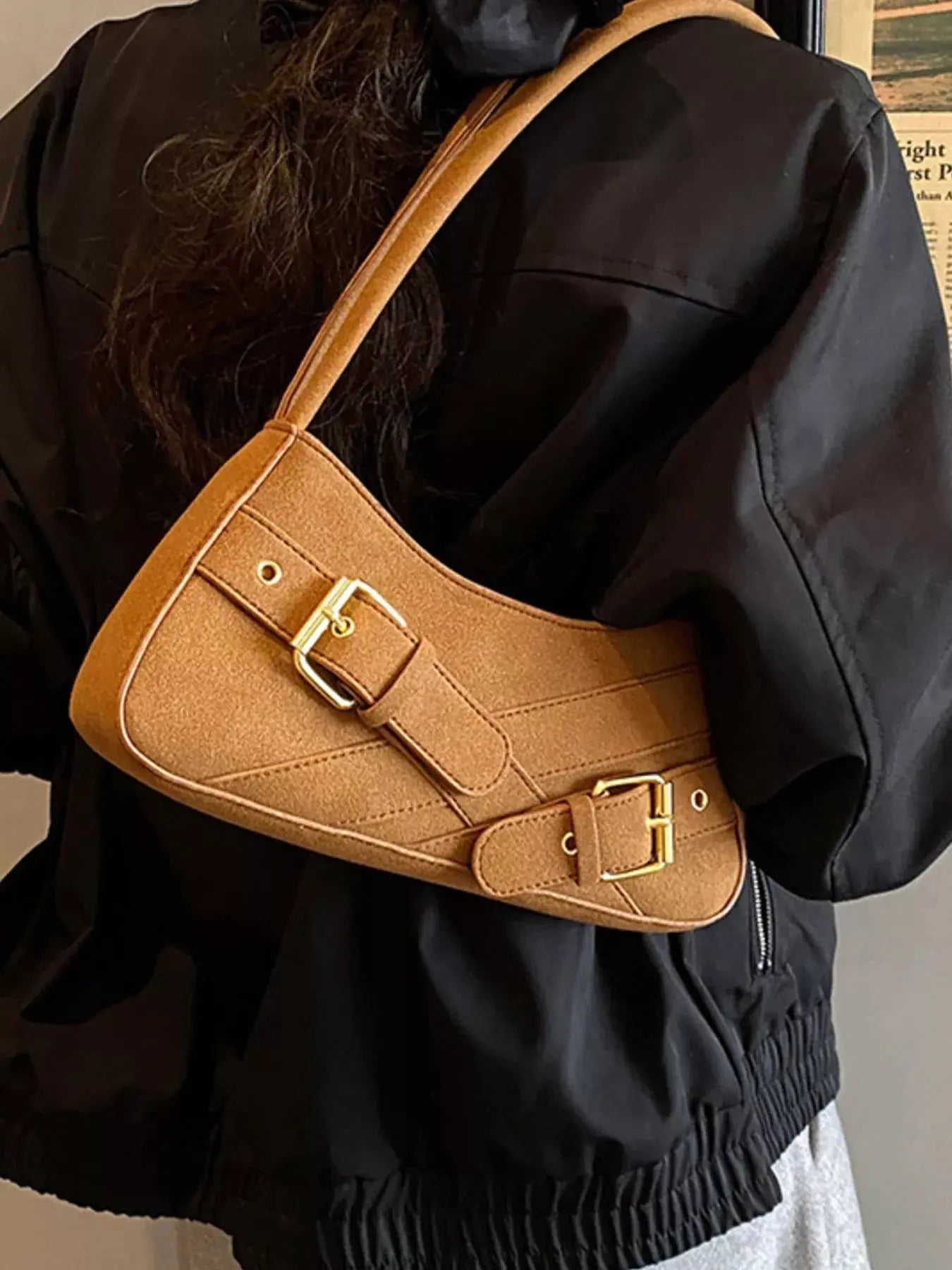 Buckle Decor Shoulder Bag Simply Love