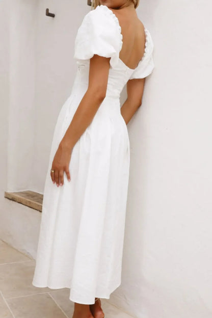 Sweet Serenity Puff Sleeve Midi Dress