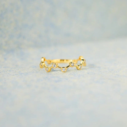 18K Gold-Plated 925 Sterling Silver Zircon Ring.