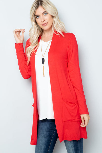 Celeste cozy open-front cardigan with functional pockets