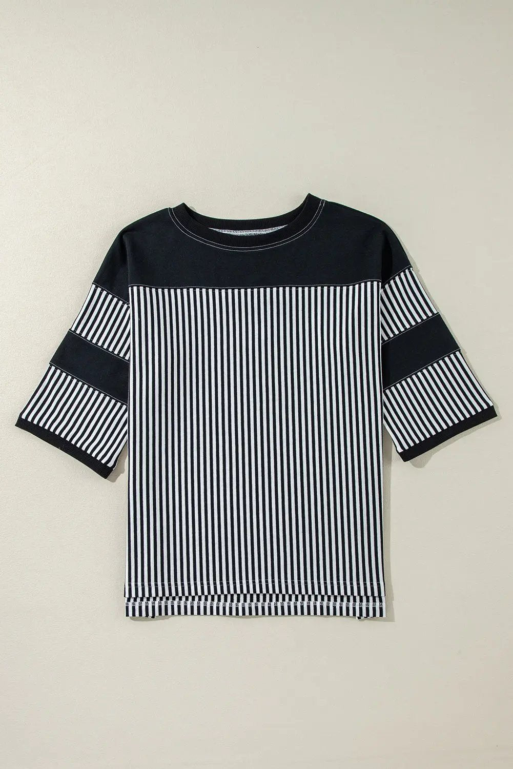 Aliyah Striped Patchwork Three Quarter Sleeve Casual Top - Love Salve 