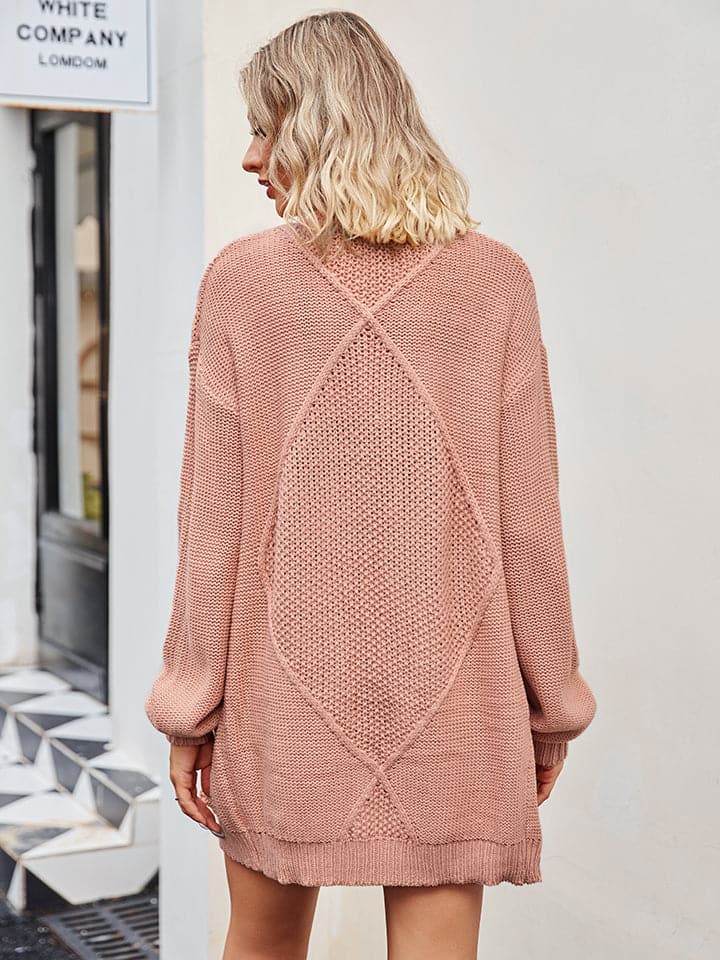 Cable-Knit Long Sleeve Cardigan.