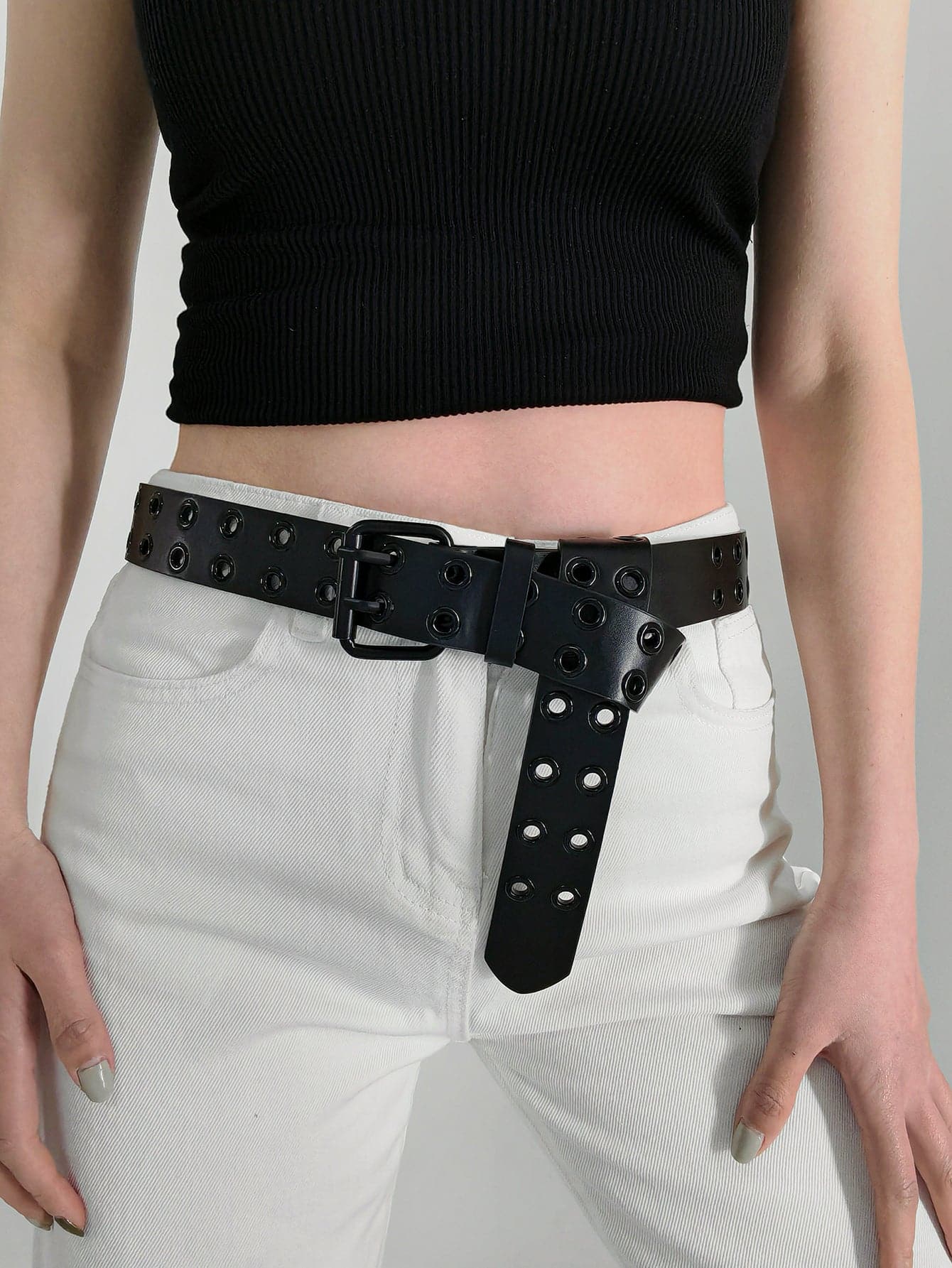 Grommet PU Leather Belt.