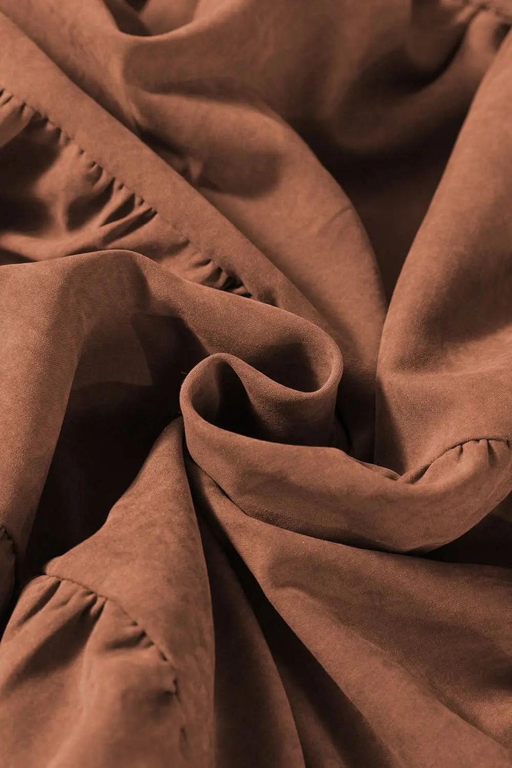 Chestnut Floral Lace Crochet Tiered Ruffled Mini Dress - Love Salve 