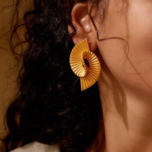 18K Gold-Plated Copper Geometric Spiral Earrings Simply Love