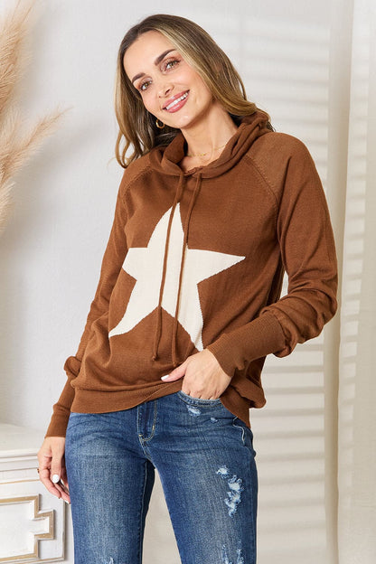 Heimish Full Size Star Graphic Hooded Sweater.