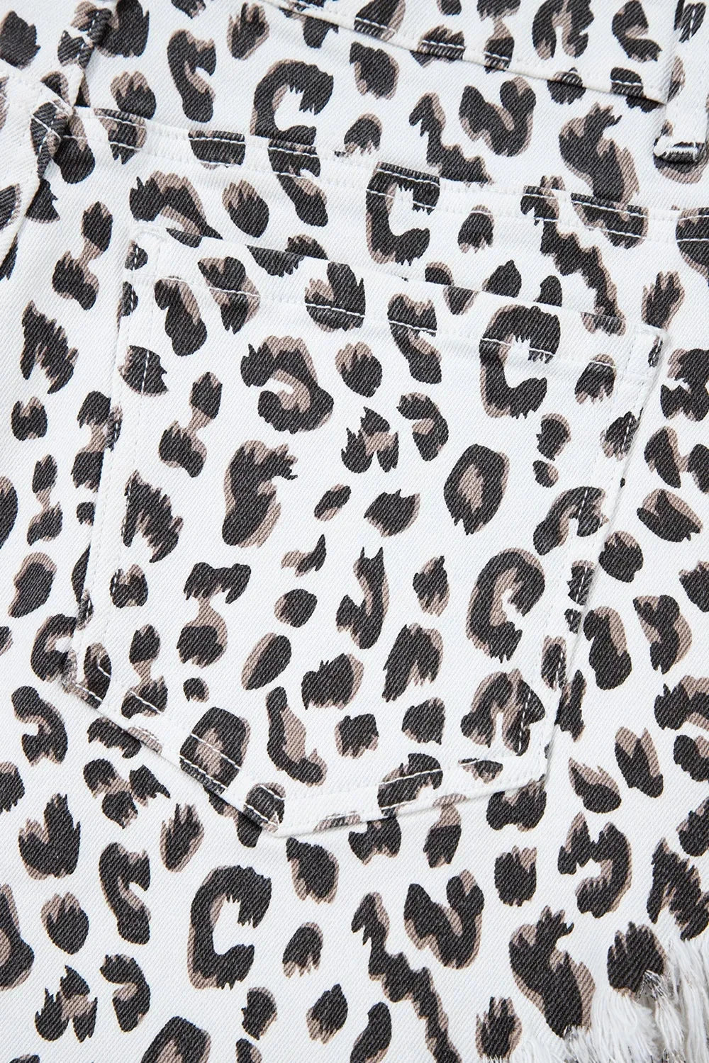 Leopard Frayed Hem Denim Shorts Simply Love