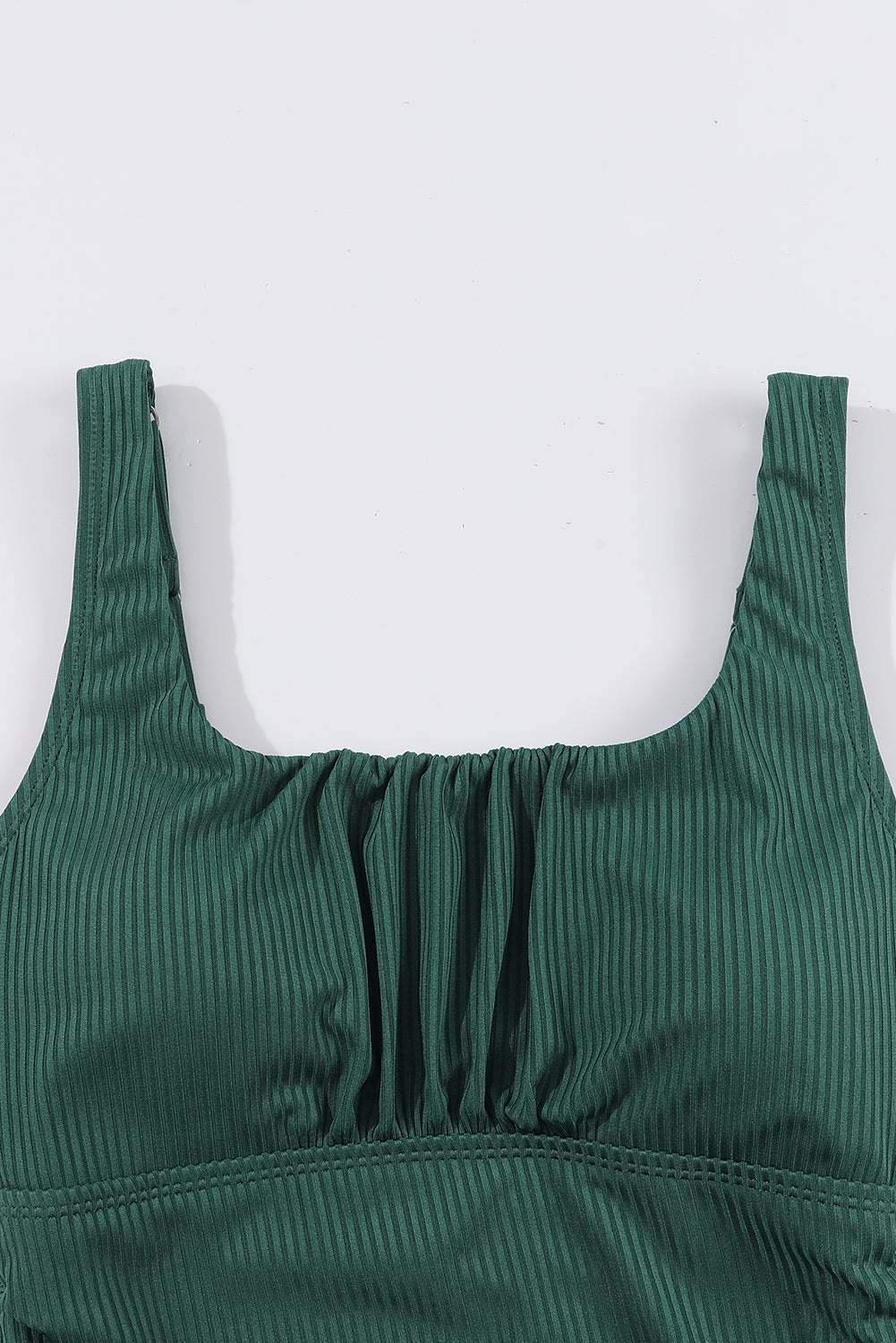 Chic black green ruched tankini set