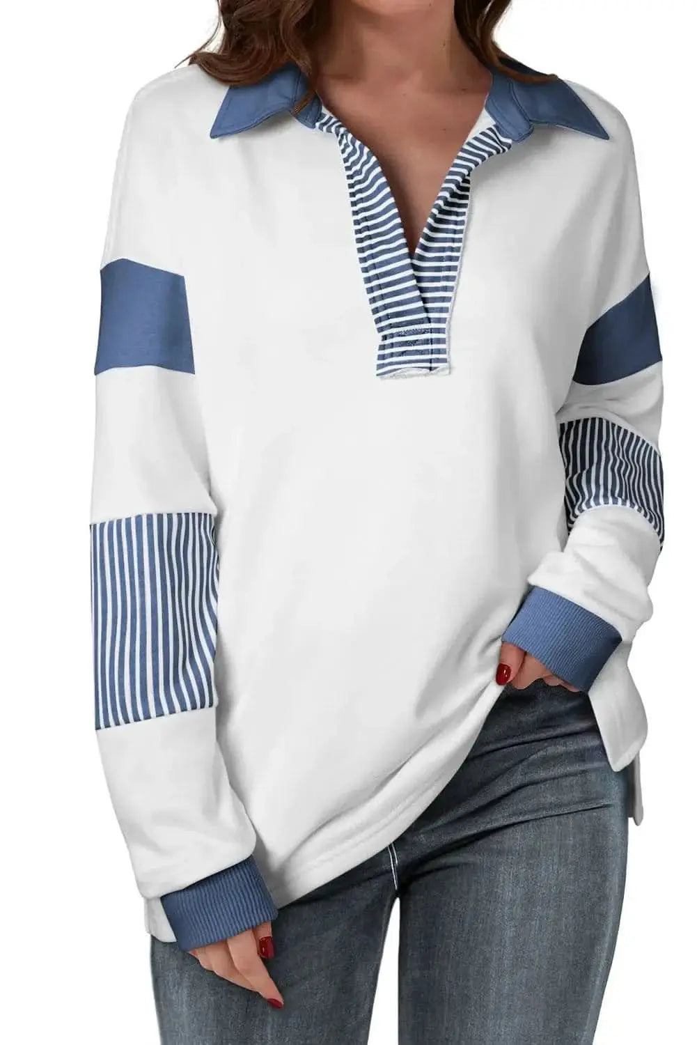 Collared long sleeve sweatshirt - Love Salve 