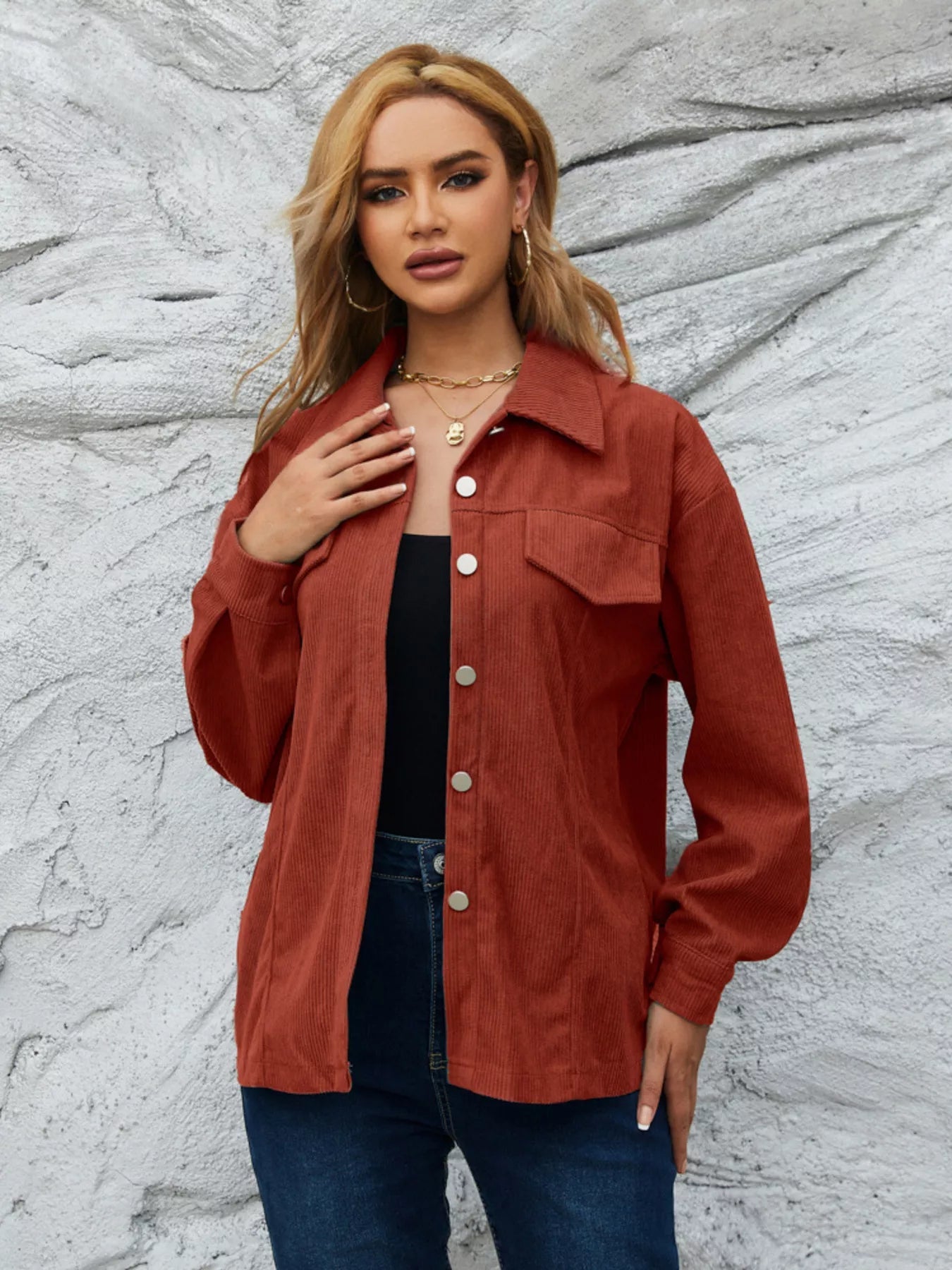 Casual Corduroy Button-Down Jacket Simply Love