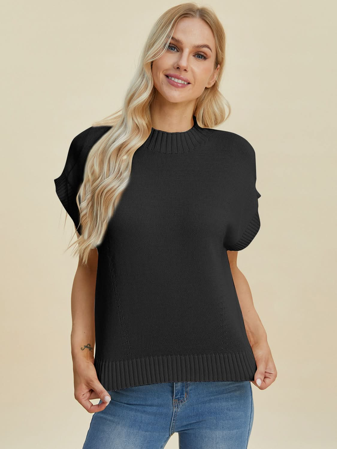 Double take mock neck sweater