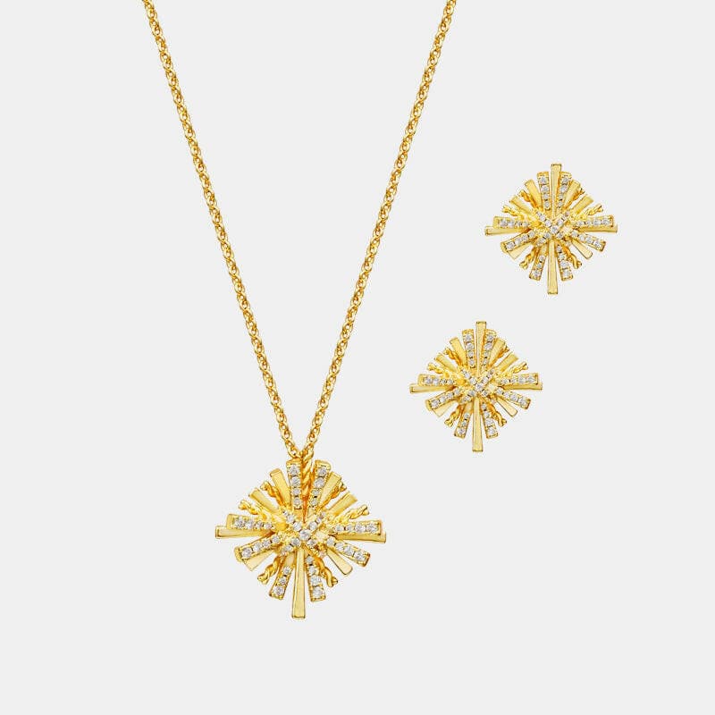 Starburst Gold-Plated Earrings and Necklace Set.