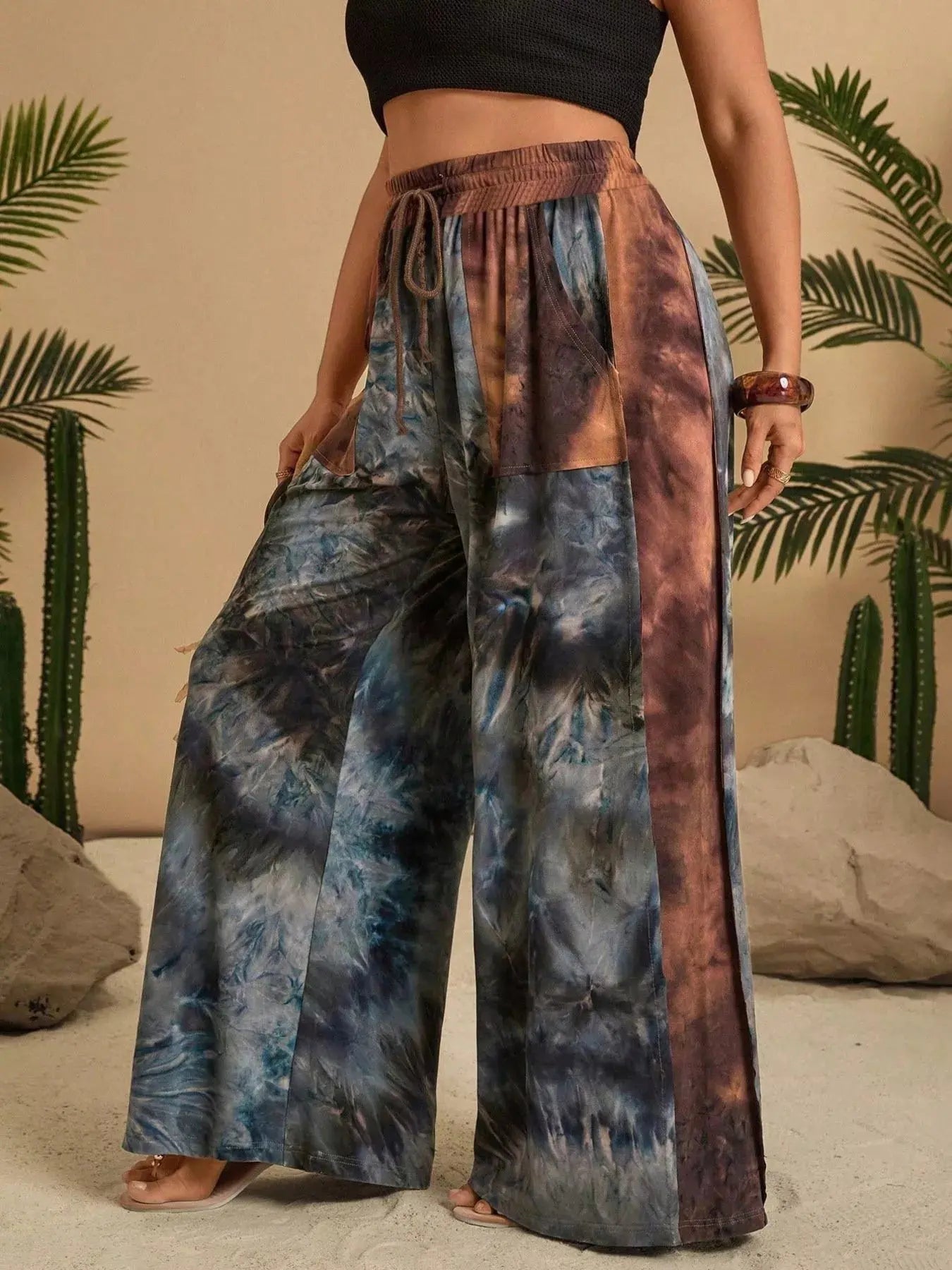 Full Size Tie-Dye Wide Leg Casual Pants Plus Size Simply Love