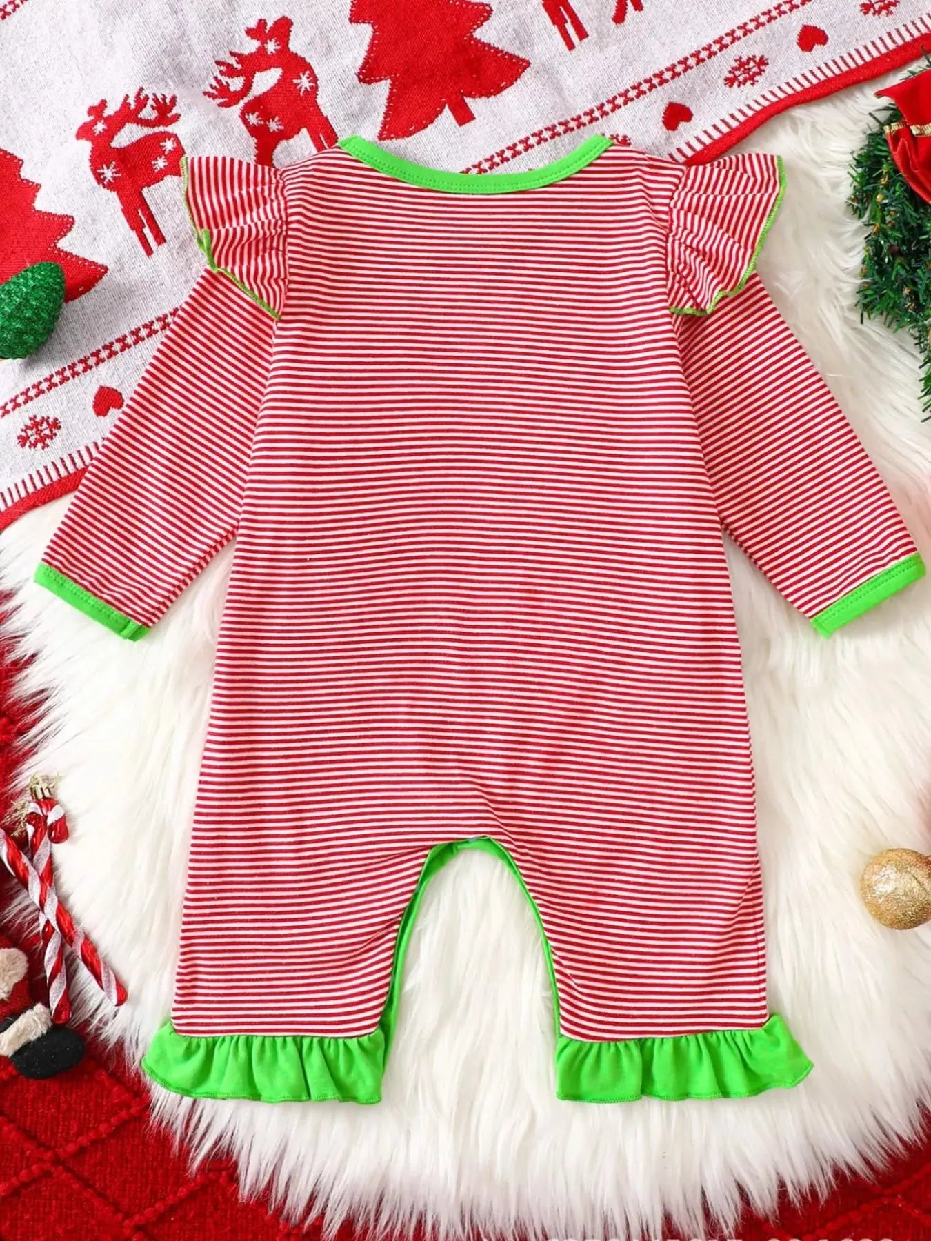 Children's Christmas-Themed Striped Snapped Legs Jumpsuit Simply Love