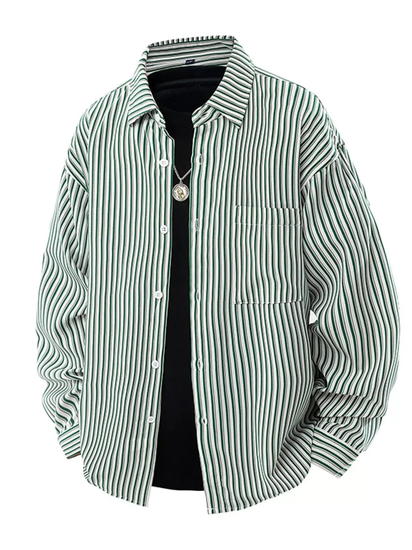Men's Plus Size Striped Casual Long Sleeve Shirt Simply Love