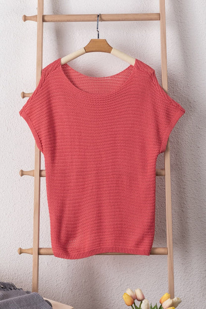 Boat Neck Short Sleeve Sweater.