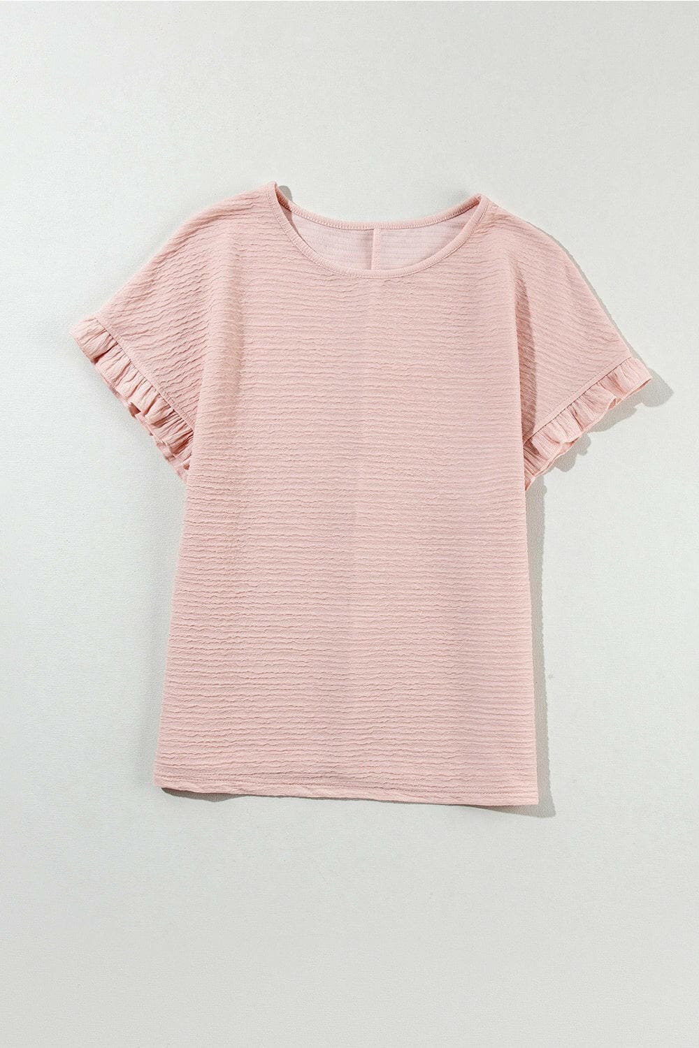 Round Neck Frill Short Sleeve T-Shirt.