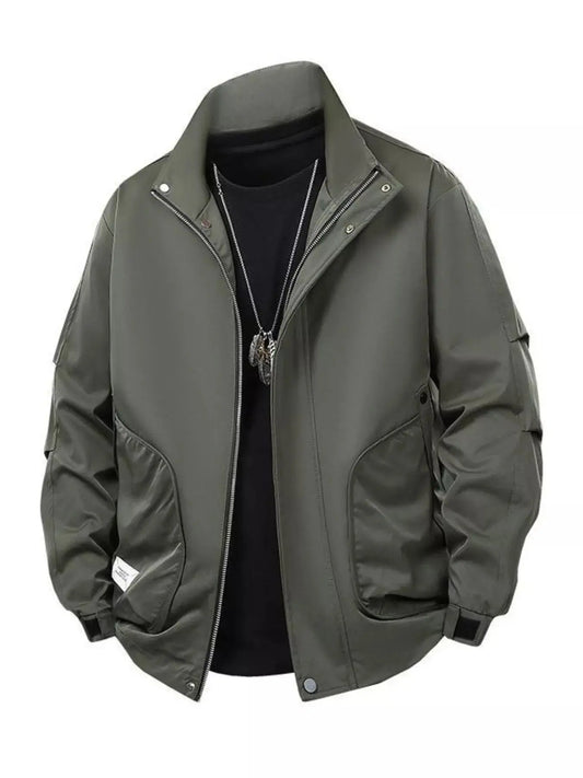 Men's Plus Size Casual Lightweight Bomber Jacket With Stand Collar Zipper Simply Love