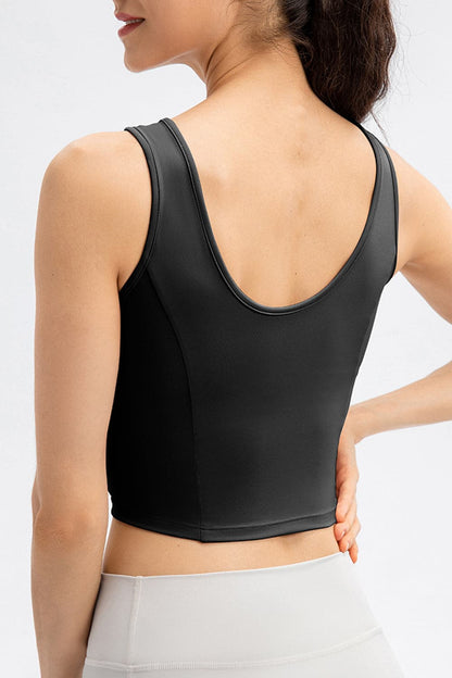 Round Neck Wide Strap Active Tank.