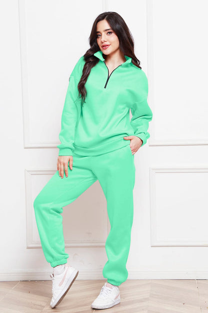 Half Zip Long Sleeve Sweatshirt and Pants Set.