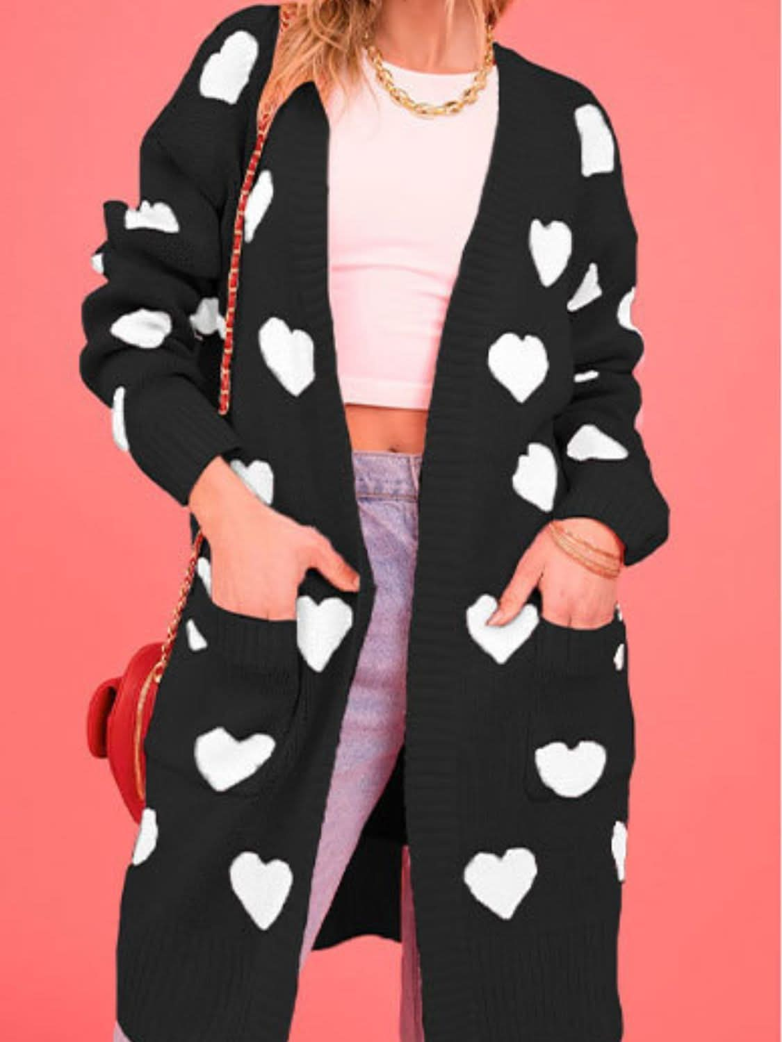 Cozy heart cardigan with pockets