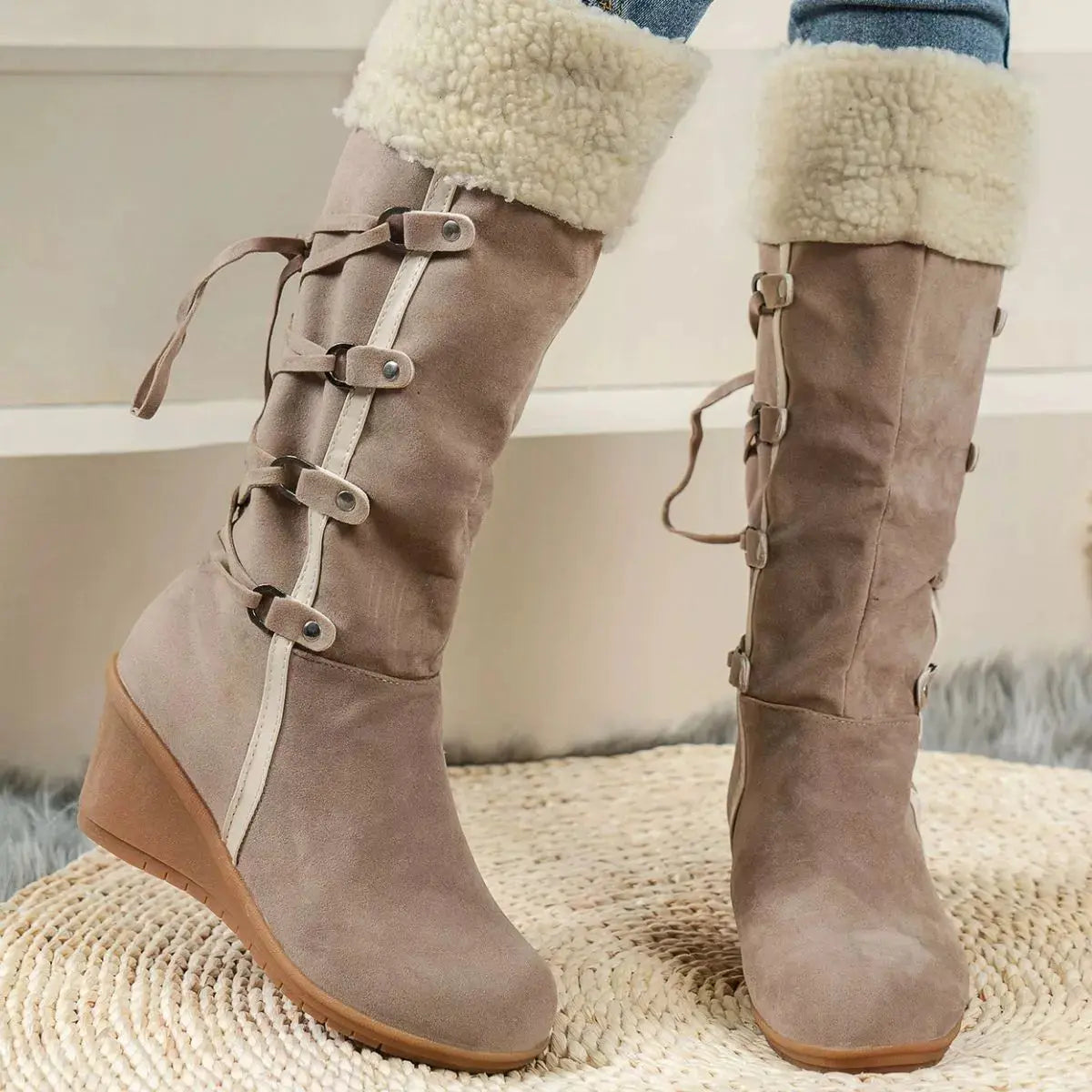 Round Toe Wedge Boots Simply Love