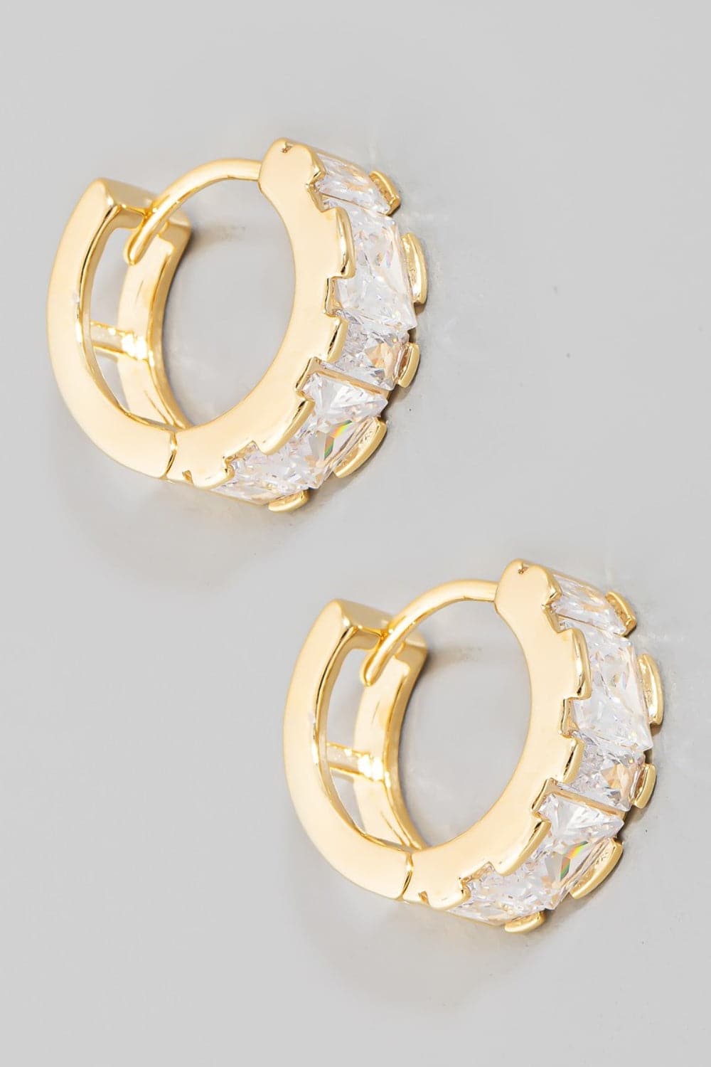 Dazzling mini huggie hoop earrings with rhinestones