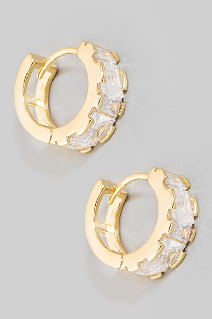 Dazzling mini huggie hoop earrings with rhinestones