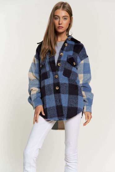 Plaid Utility Shacket with Pocket