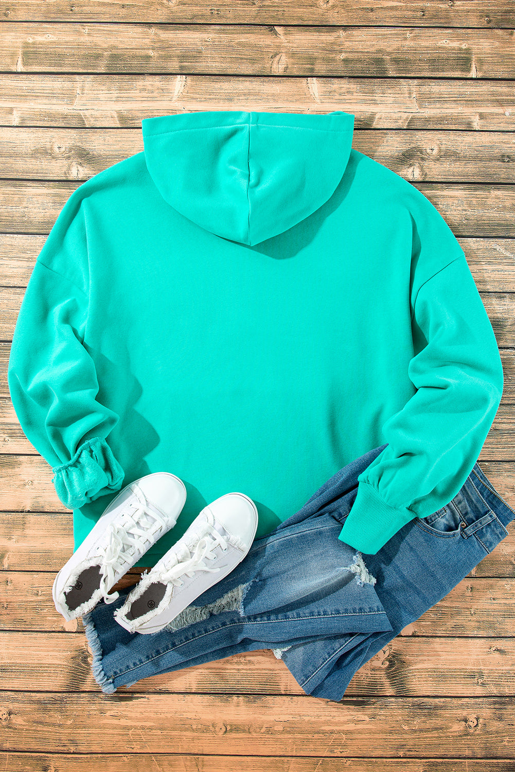 Aruba blue fleece hoodie with pockets