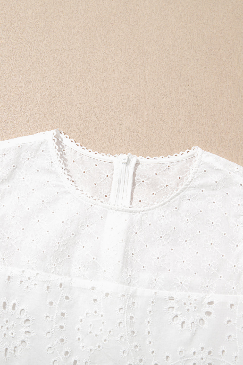 White Floral Eyelet Embroidered Sleeveless Shift Dress for Summer