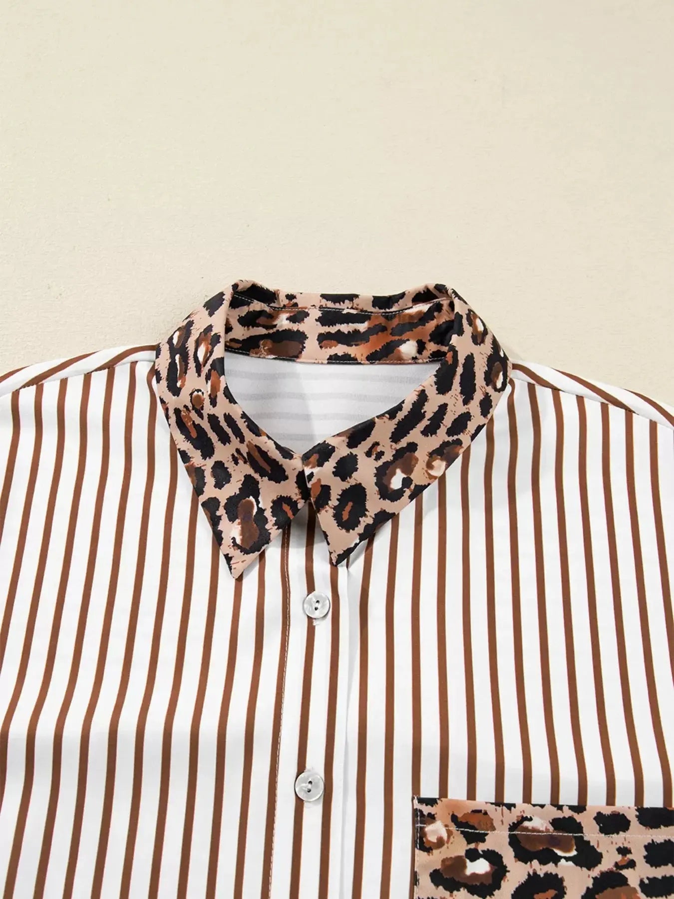 Striped Leopard Print Button Up Shirt Dress Simply Love