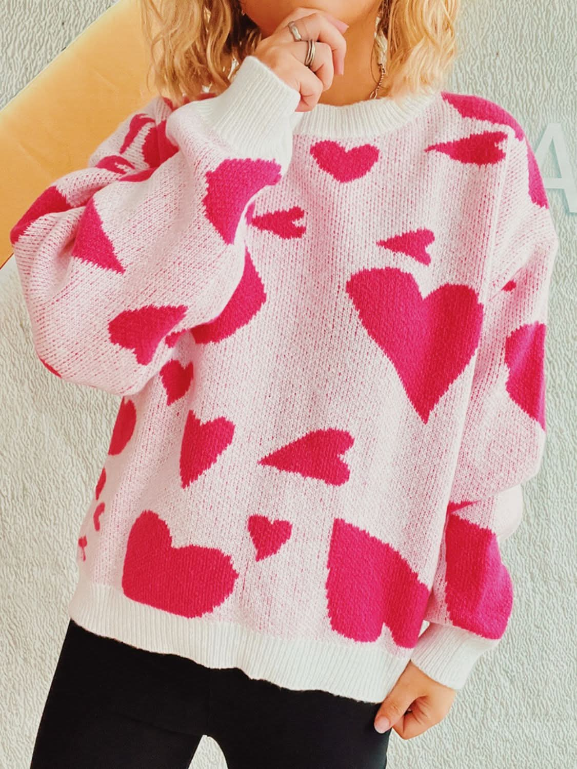 Charming heart-patterned sweater