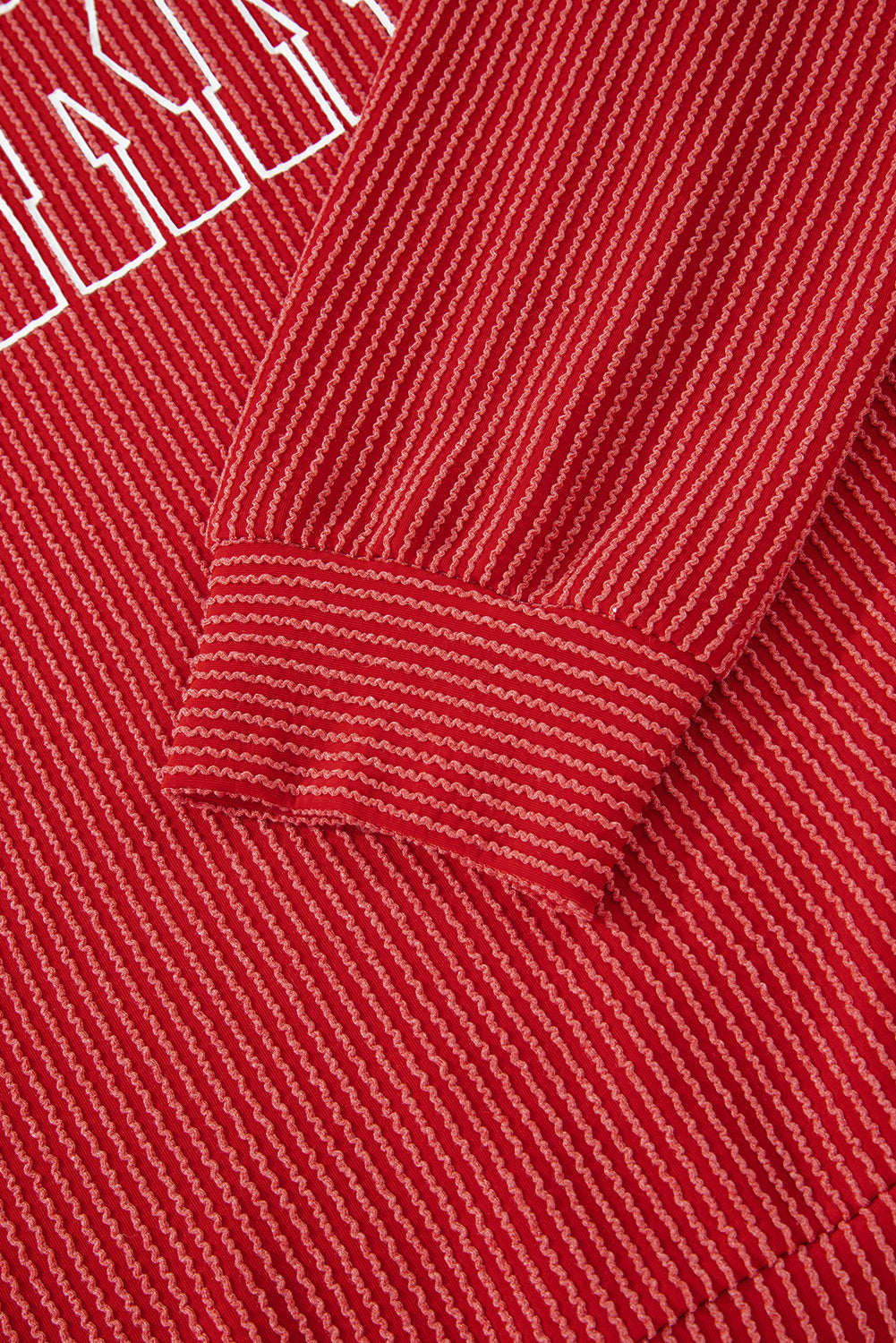 Fiery Red Twist Ribbed Merry Letter Graphic Plus Size Pullover Dear-Lover Dropshipping