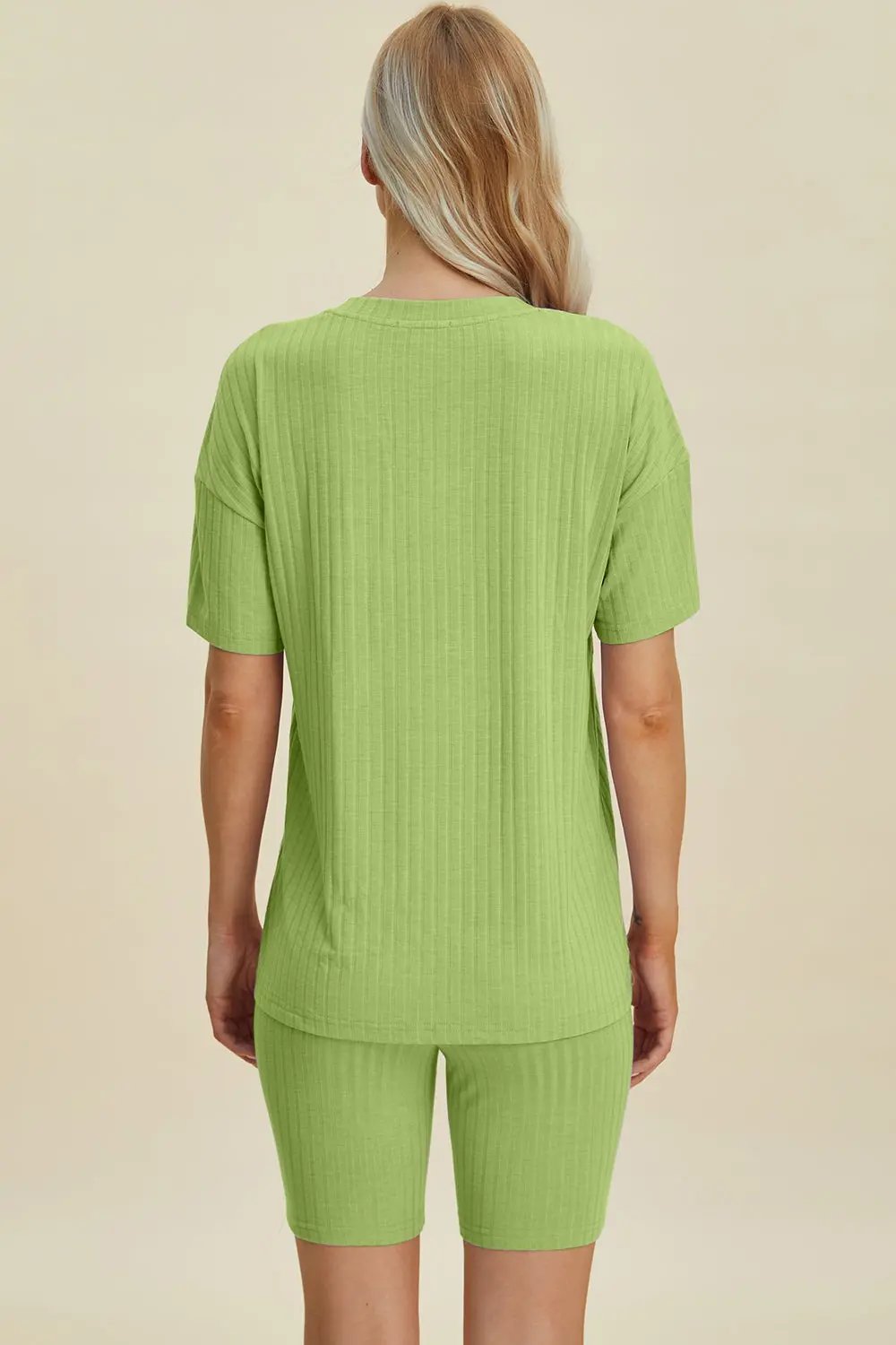 Basic Bae Full Size Ribbed V-Neck Short Sleeve Top and Shorts Set - Love Salve