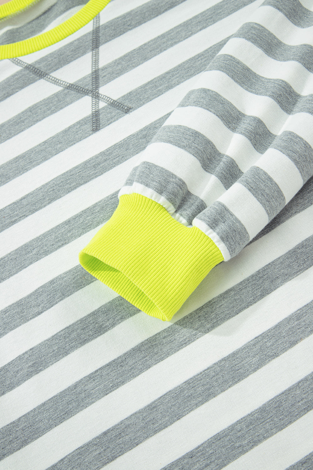 Premium Gray Stripe Ribbed Long Sleeve Blouse Plus Shorts Set Dear-Lover Dropshipping