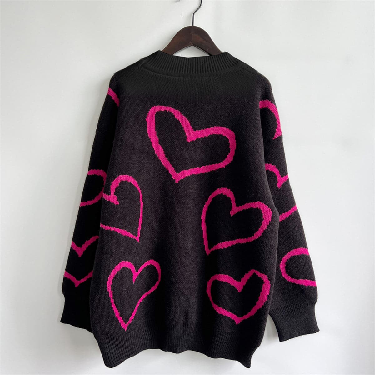 Heart Pattern Long Sleeve Sweater.