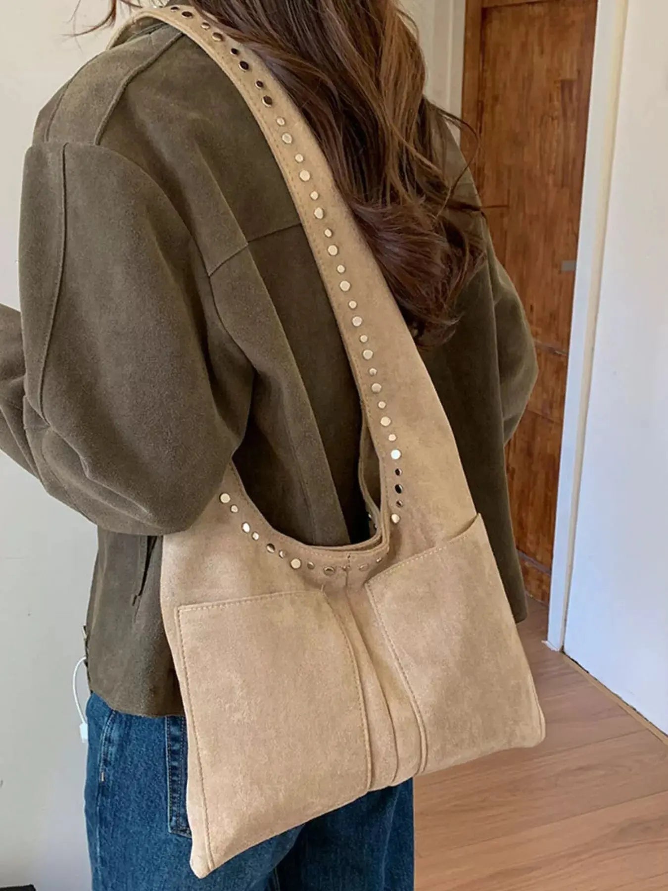 Studded Suede Shoulder Bag Simply Love