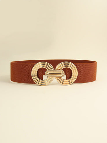 Geometric Buckle Elastic Wide Belt.