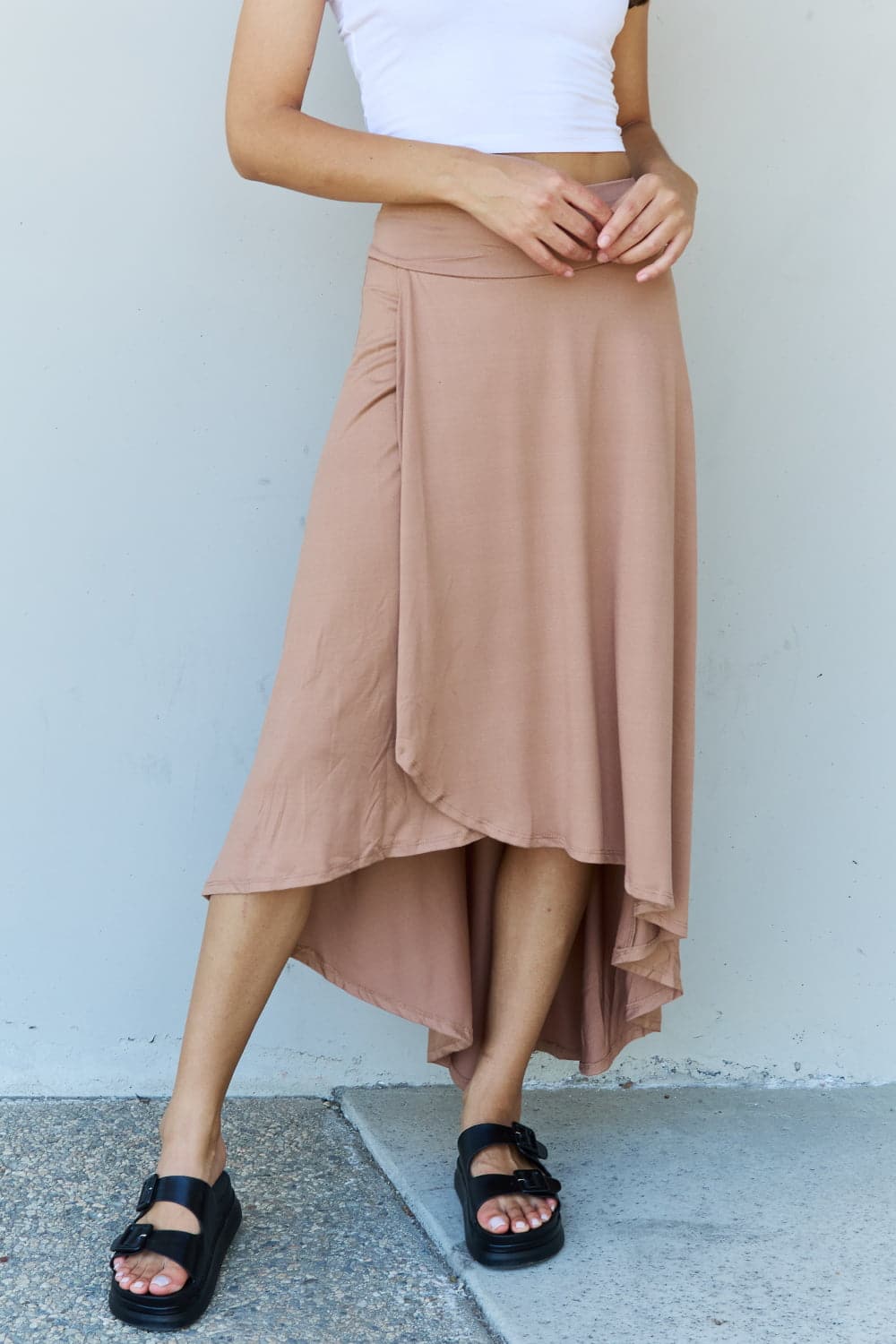 Ninexis First Choice High Waisted Flare Maxi Skirt in Camel.