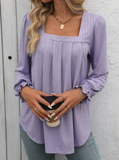 Square Neck Long Sleeve Top.