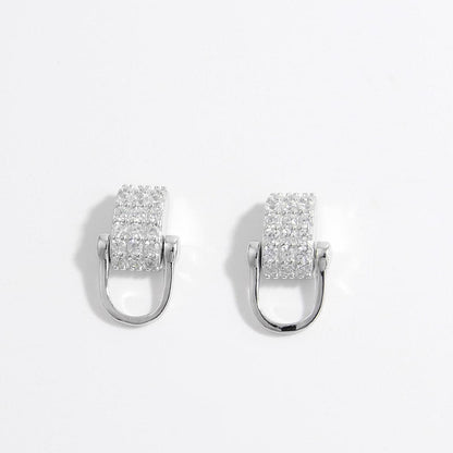 925 Sterling Silver Inlaid Zircon Earrings.